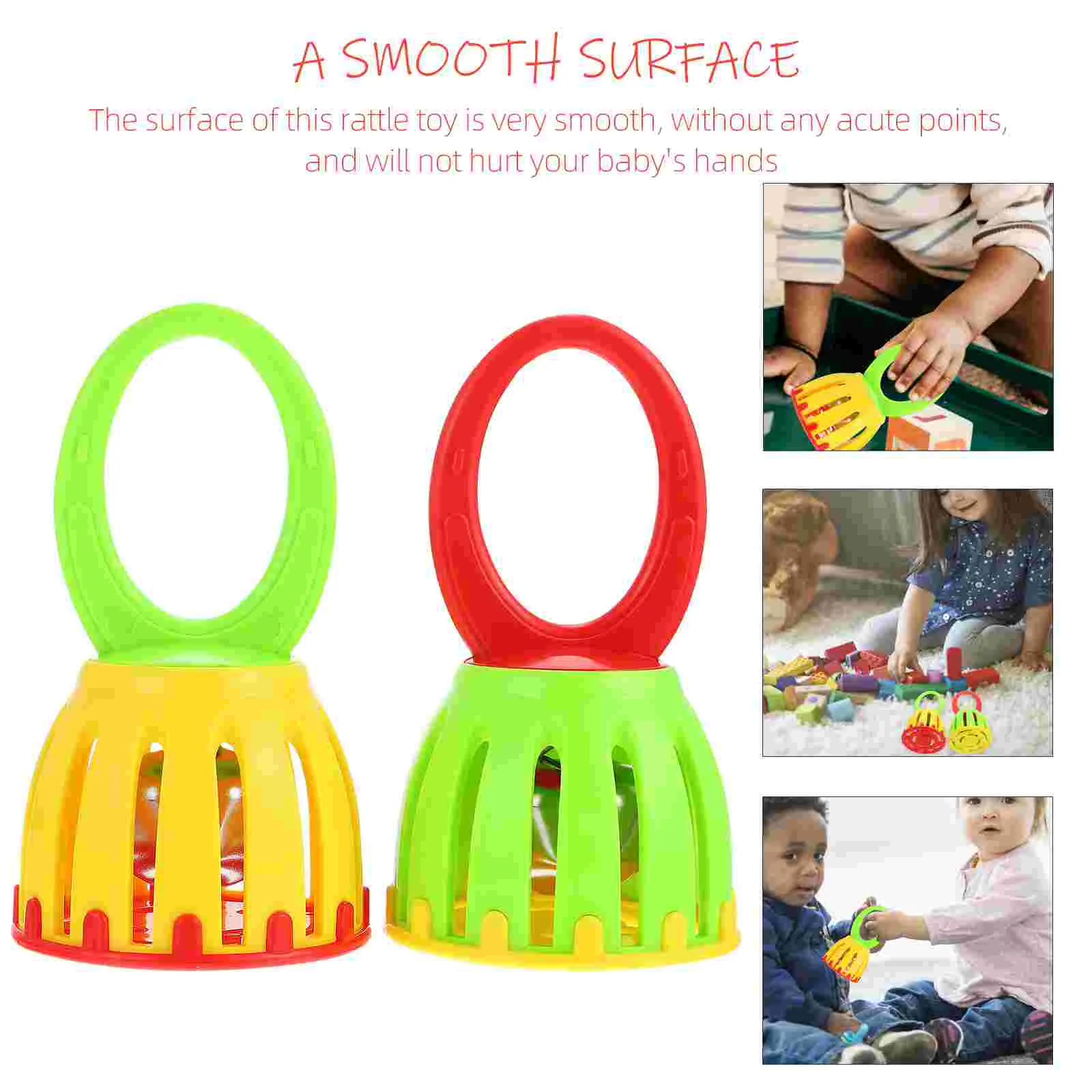 2 Pcs Cage Bell Kids Handheld Wrist Plaything Musical Instrument Abs Grip Child Infant