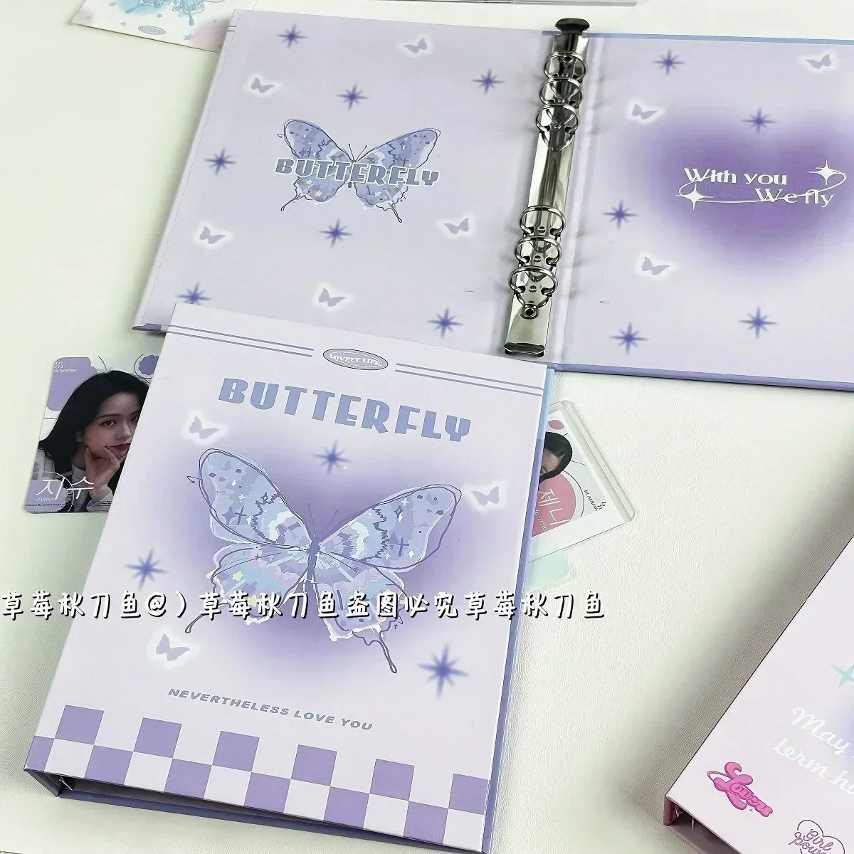 IFFVGX Butterfly A5 Kpop Idol Photocard Holder Binder Photo Album Photocards Collect Book Album for Photographs Cute Stationery