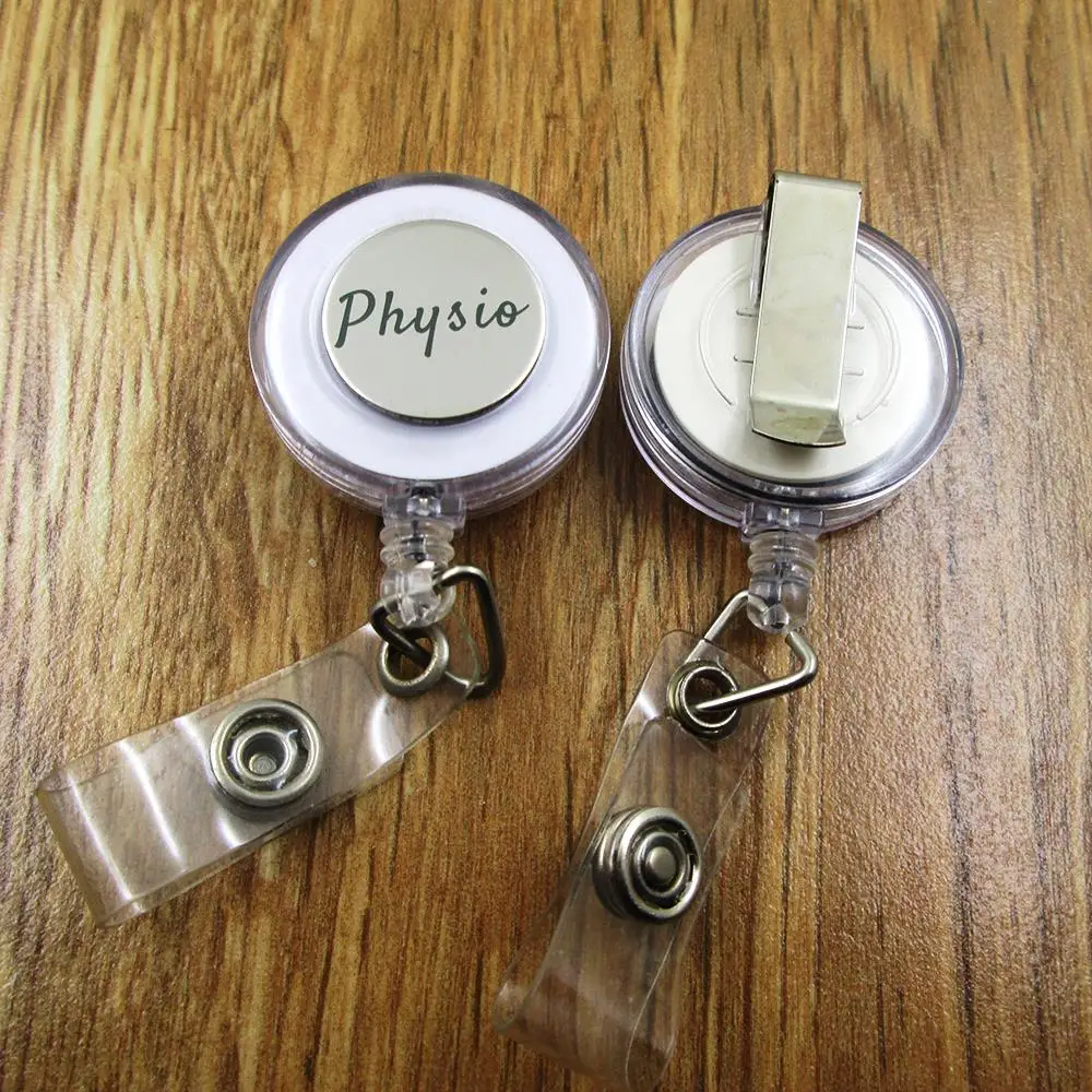 3pcs/lot Physio Stainless Steel Charm Retractable Recoil Id Badge Bolder Credential Pass Nurse Accessories Occupation Gift