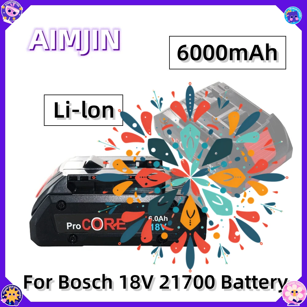 2026 18 فولت 6000 مللي أمبير بطارية ليثيوم أيون ProCORE لـ Procore 1600A016GB لبوش 18VMax مثقاب أداة الطاقة اللاسلكية ، بطارية 2100 خلية #1