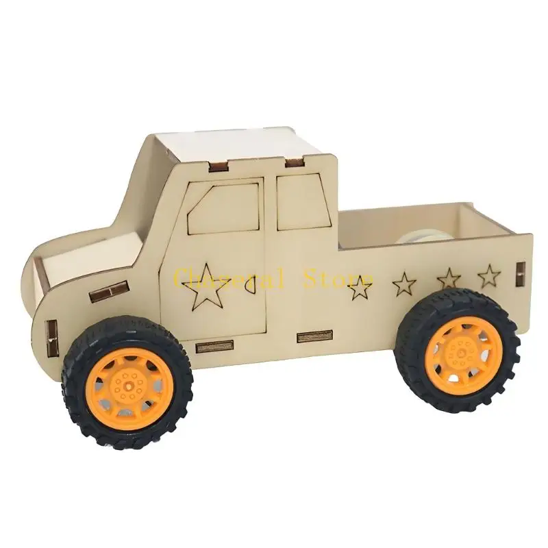 E7CE STEM Learning Science Car Assembly Project with Wooden Pickup Model and Voice Control Motion Display for Home and