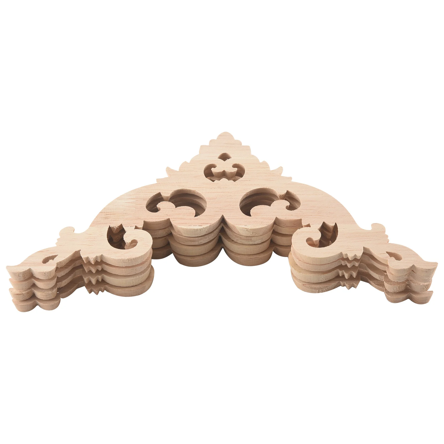 Aplique de esquina tallado en madera, marco sin pintar, calcomanía de armario para decoración, 15cm, 4 unidades por juego
