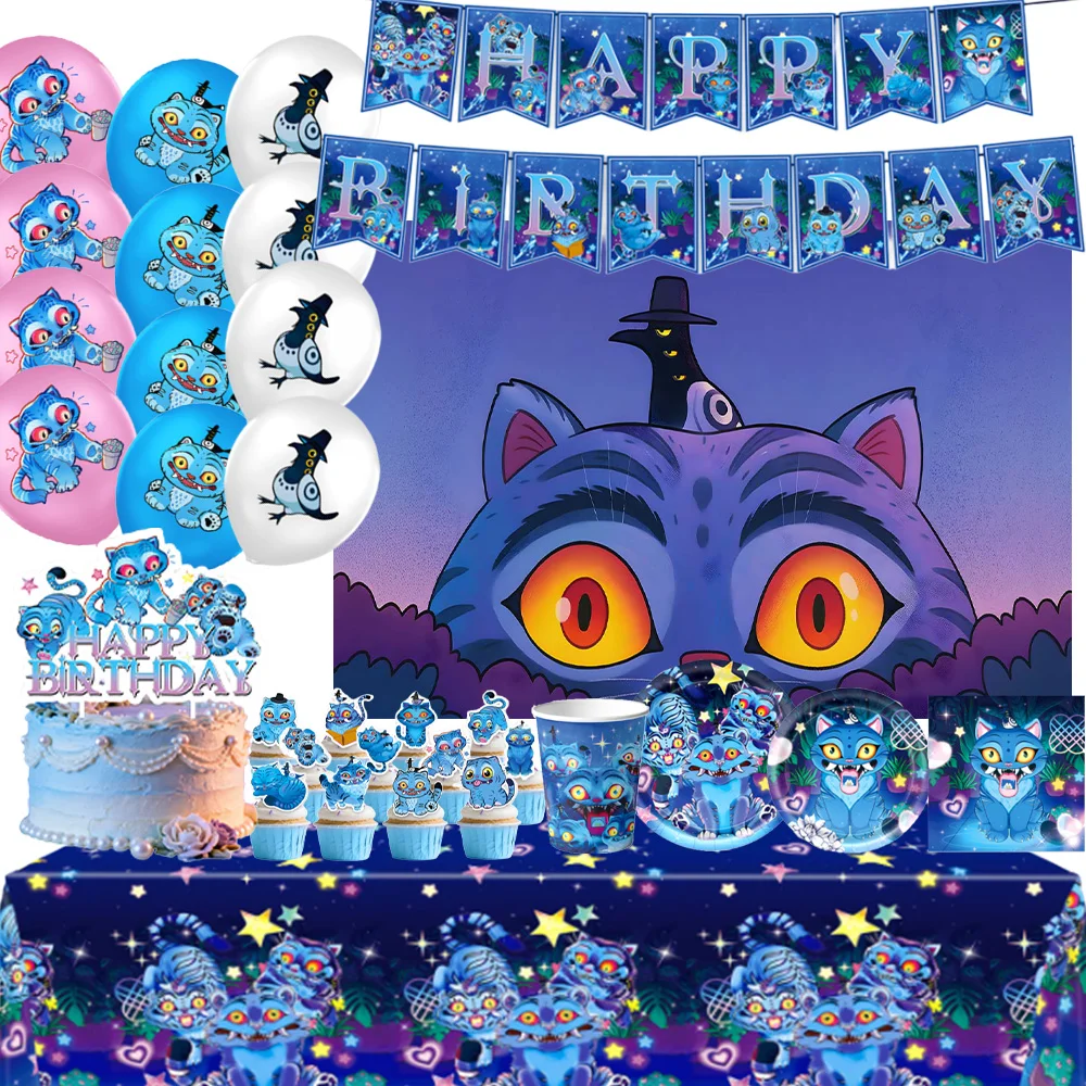KPop Demon Hunters Derpy décorations de fête d'anniversaire tigre bleu vaisselle jetable ballons de dessin animé Anime toile de fond bannière cadeau