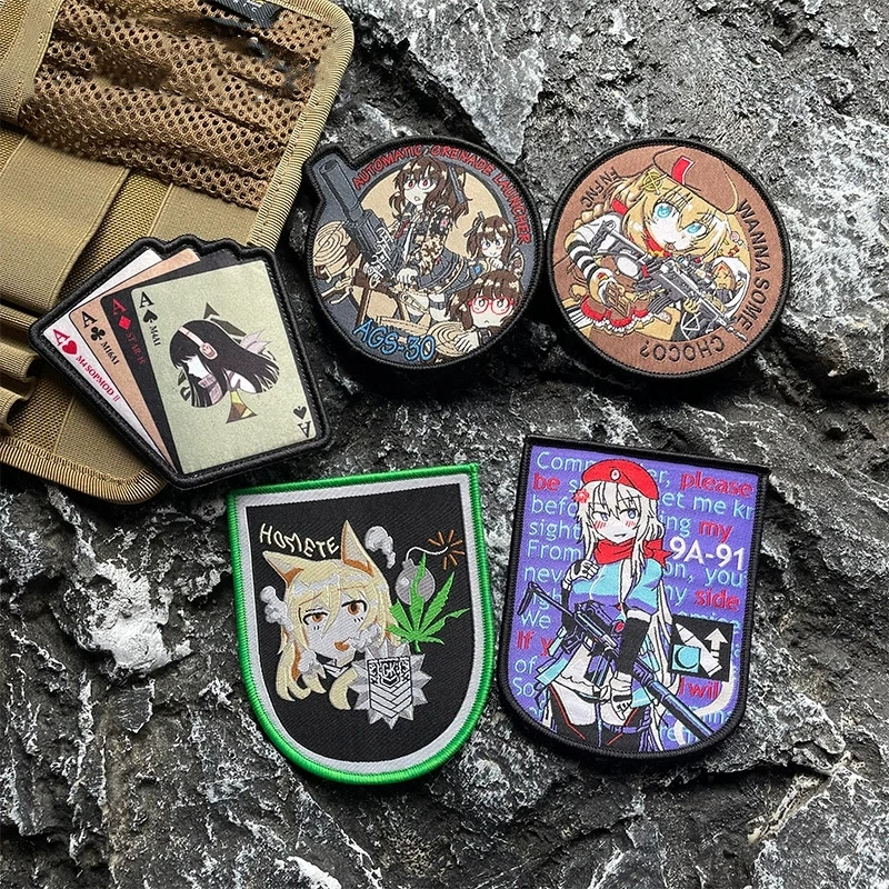 Parche táctico bordado guerrero pistola anime para mochila - imagen 3