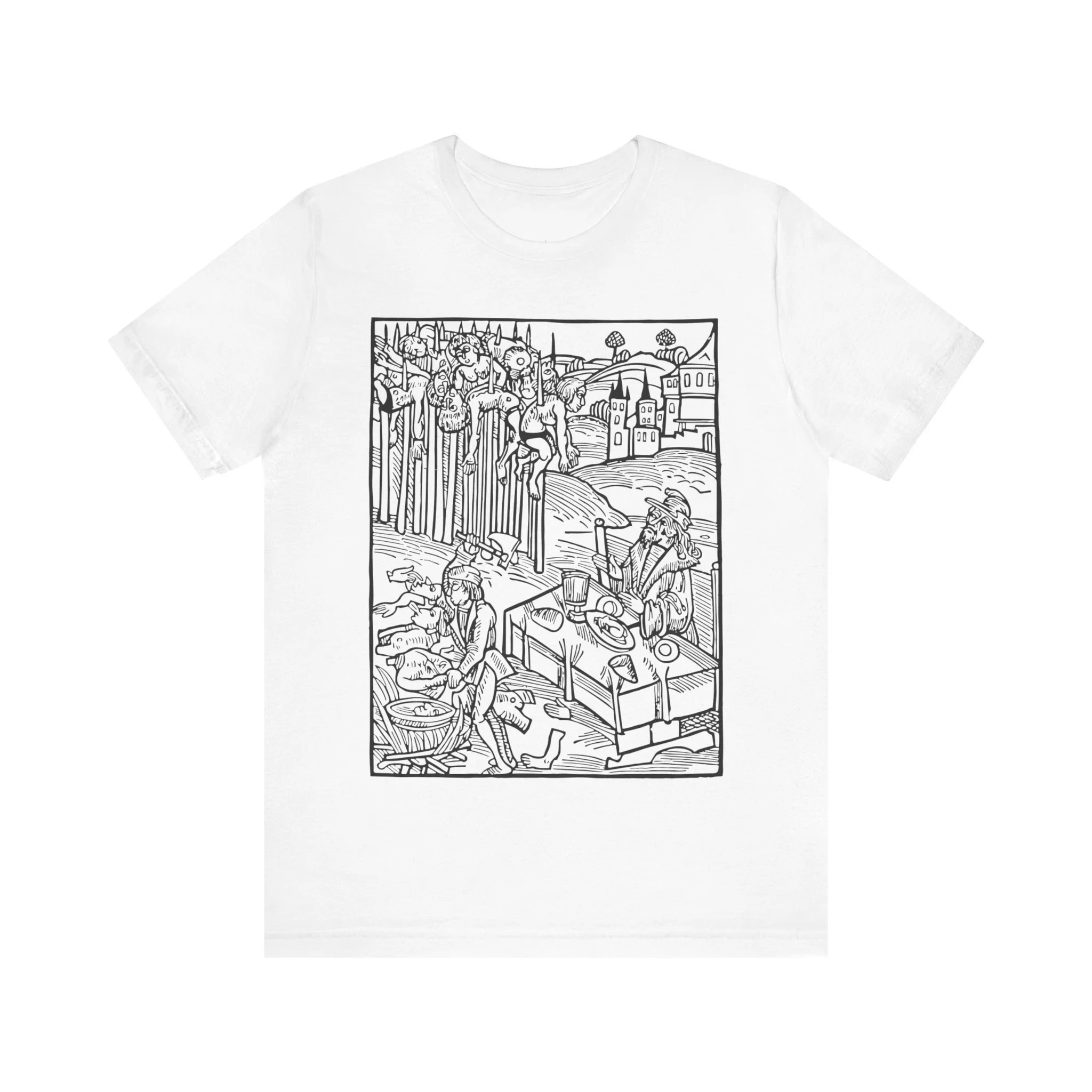 Vlad The Impaler Vintage Woodcut Shirt Vlad Tepes T-shirt Dracula Tshirt Vampire Gothic Fashion Unisex Jersey Short Sleeve Tee