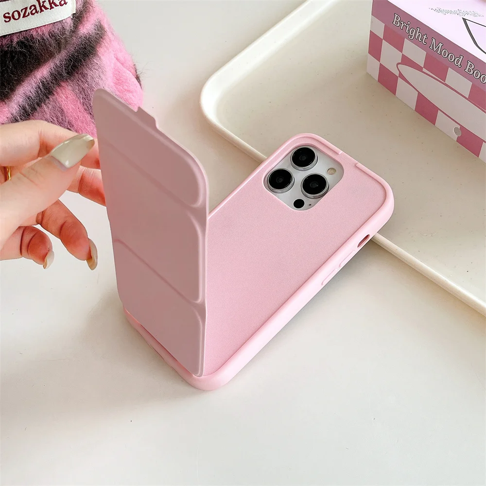 Flip Folding Magnetic Stand Matte Phone Case For iPhone 15 14 13 12 Pro Max 11 New Design Bracket Candy Color Shockproof Cover