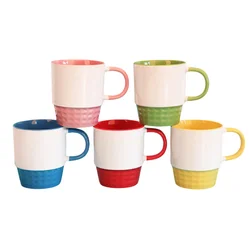 New Thermal Sublimation Inner Color Multicolor Coffee Milk Ceramic Cup With Handle Heat Transfer Blank For Printed Thread Cup