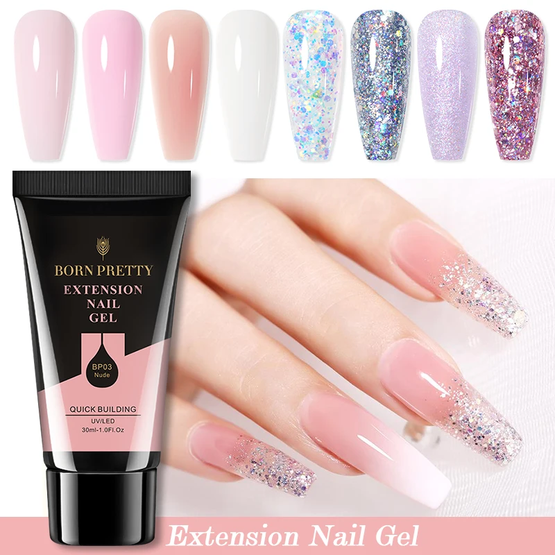 ولد جميلة 30 مللي تمديد جيل للأظافر البولندية بريق كريستال مسمار الفن سريع تمديد عارية الوردي ورنيس شبه دائم الأشعة فوق البنفسجية الصلب هلام مسمار #3