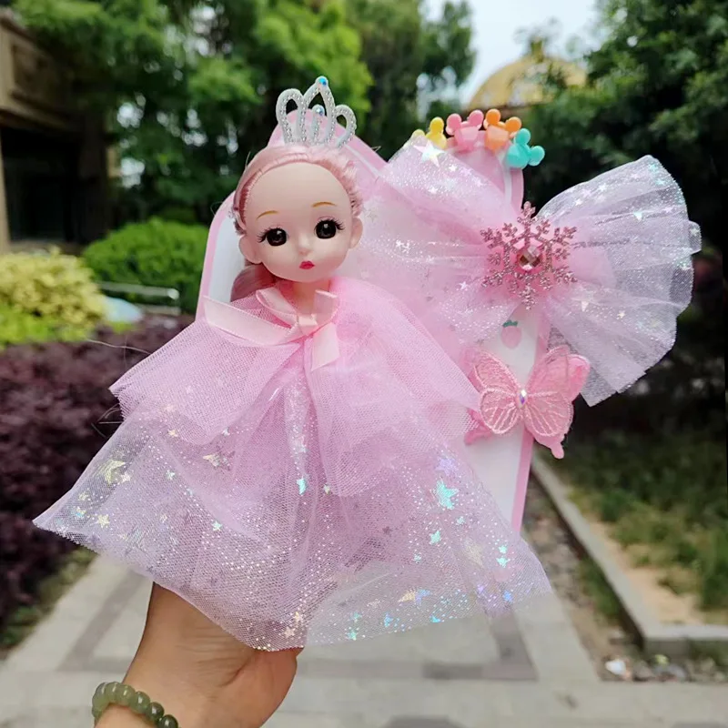 Cute Mini Girl Princess Doll Bow Hair Clip Headdress Accessory Set Children's Play House Toys Best Birthday Gifts For Girls