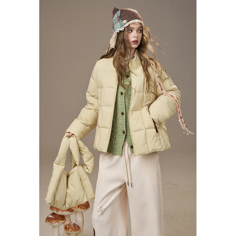 ELFSACK 2025冬新作 カジュアル無地クラウドキルティング多用途パファージャケット レディース