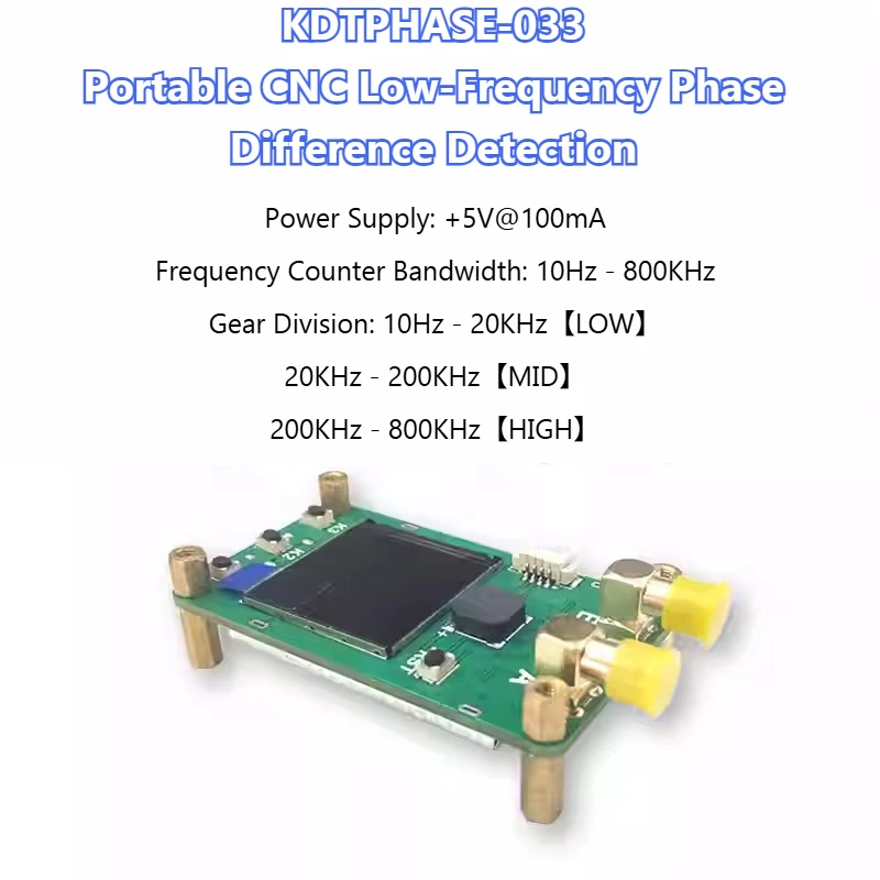 

KDTPHASE-033 Модуль измерения разницы в фазе, полоса пропускания 10 Гц-800 кГц, цифровой модуль обнаружения разницы в фазе, одна же частота
