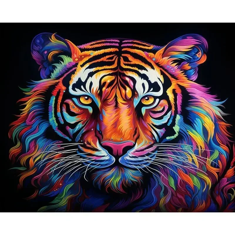 

593496 Paint By Numbers Handpainted Kit Colorful Tiger On Canvas Drawing By Numbers Modern Picture Paint