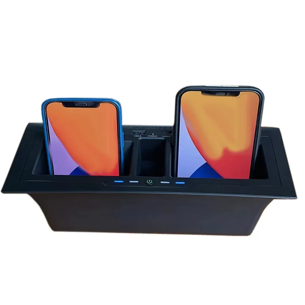 Car Wireless Charger Tray Pad For Land Rover For Defender 90 110 20-23 Dual position Car Wireless Charger Central Storage Box