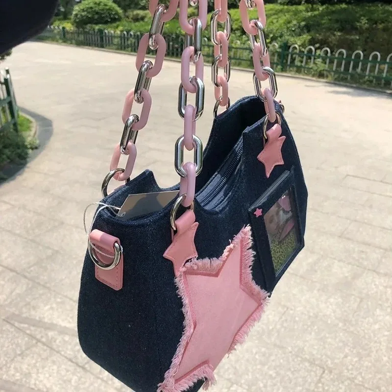 Bolsos de compras de mezclilla para mujer, bolso de hombro Hobo de diseñador de gran capacidad, bolso cruzado de lujo pequeño