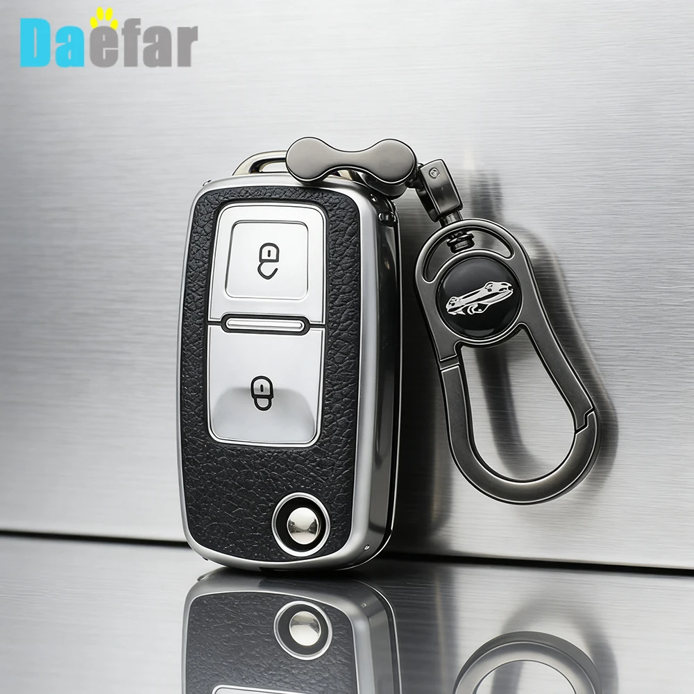 

Чехол для автомобильного ключа из кожи и ТПУ с 2 кнопками для VW Volkswagen Polo Tiguan Passat Golf Jetta Lavida Skoda Octavia, защитный чехол-сумка