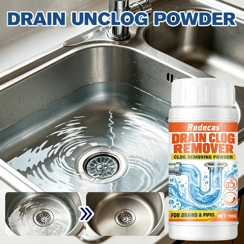 Drain Cleaner Powder, Fixes Slow Drains, Reduces Odor & Residue, Easy to Use, for Kitchen Sink, Bathroom, Toilet & Shower Drains