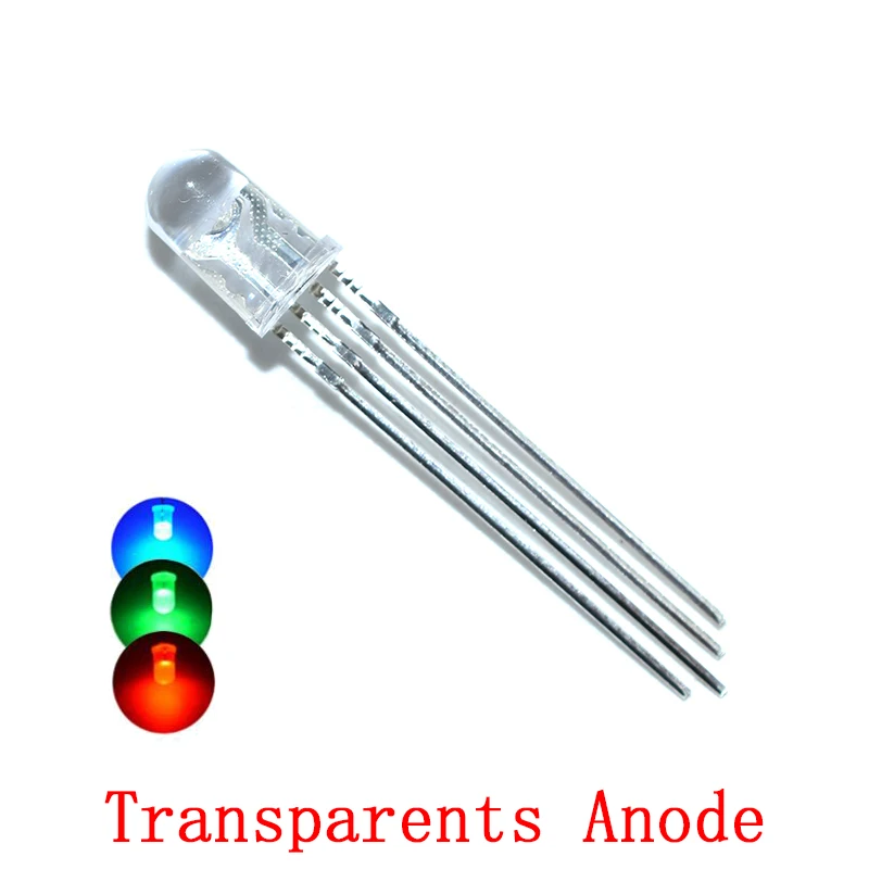 20pcs 5mm RGB LED Common Cathode / Common Anode Tri-Color Emitting Diodes f5 RGB Diffused / Transparent Highlight for arduino