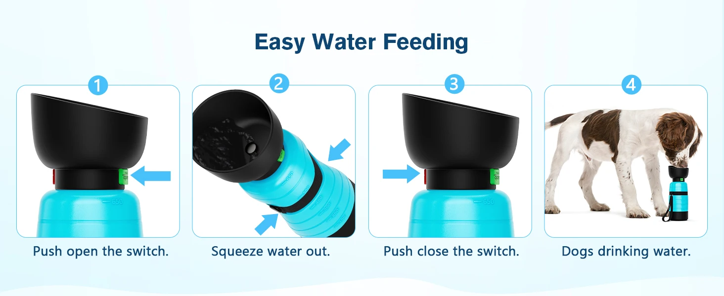 2-in-1 Dog Travel Water Bottle & Food Container – 650ml