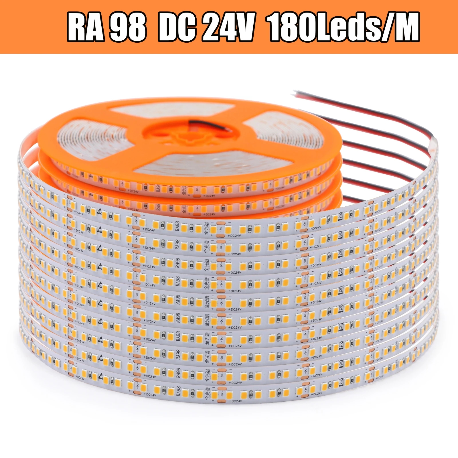 

Full Spectrum RA98 DC 24V 180Leds/M SMD 2835 LED Strip IP20 3000K 4000K 6000K Home Decor Flexible Ribbon Rope Light 5M 10M