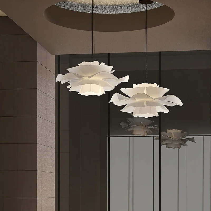 

Modern Minimalist Flower LED Designer Wave Pendant Lamp Bedroom Dining Room Corridor Bar Counter Creative Warm Light Decoration