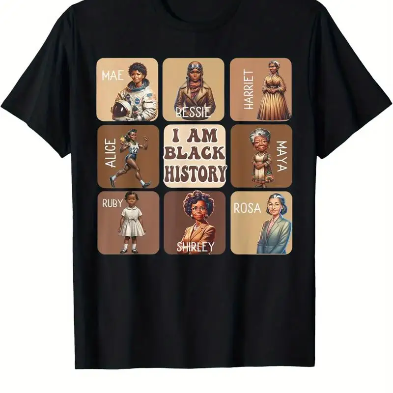 Men's Black History Month T Shirt I Am Cotton with Leaders