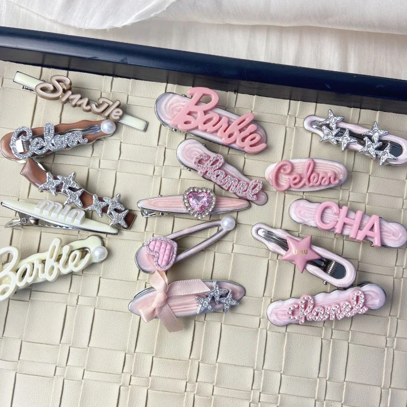 5/6 Cute Barbie hairpin Headdress Girls back of head clip Metal bangs side clip Everyday casual female hair accessories