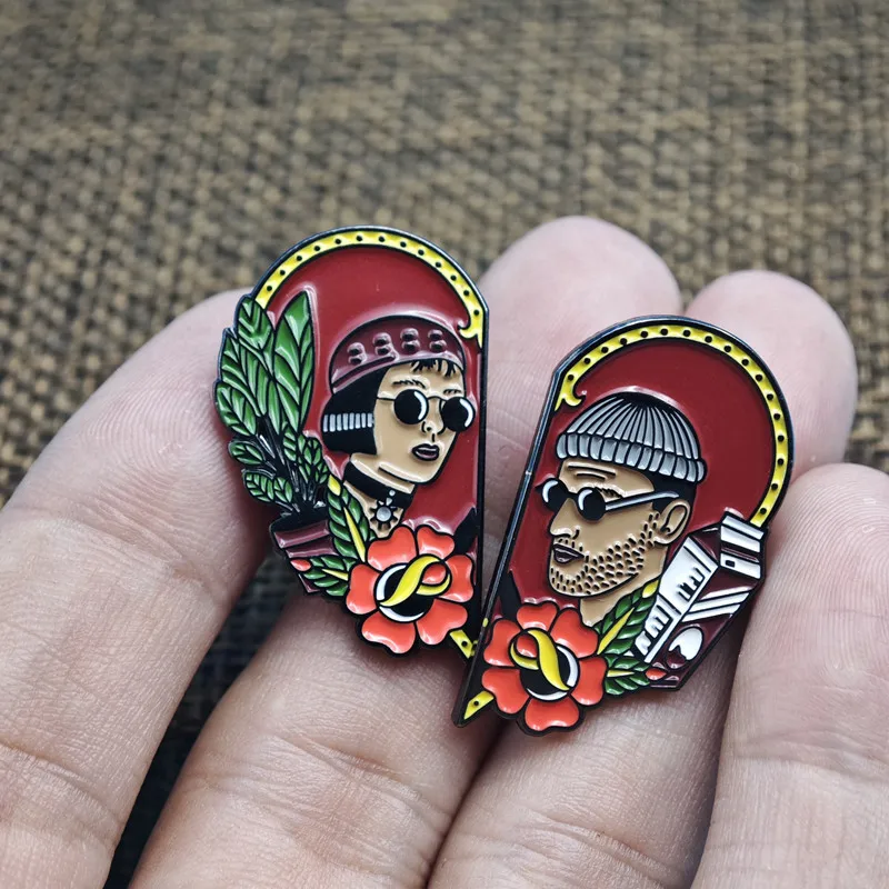 أفلام الحب الكلاسيكية ليون: بروش دبوس المينا الاحترافي شارة معدنية حقائب الظهر الديكور هدية عيد الحب الملحقات #2