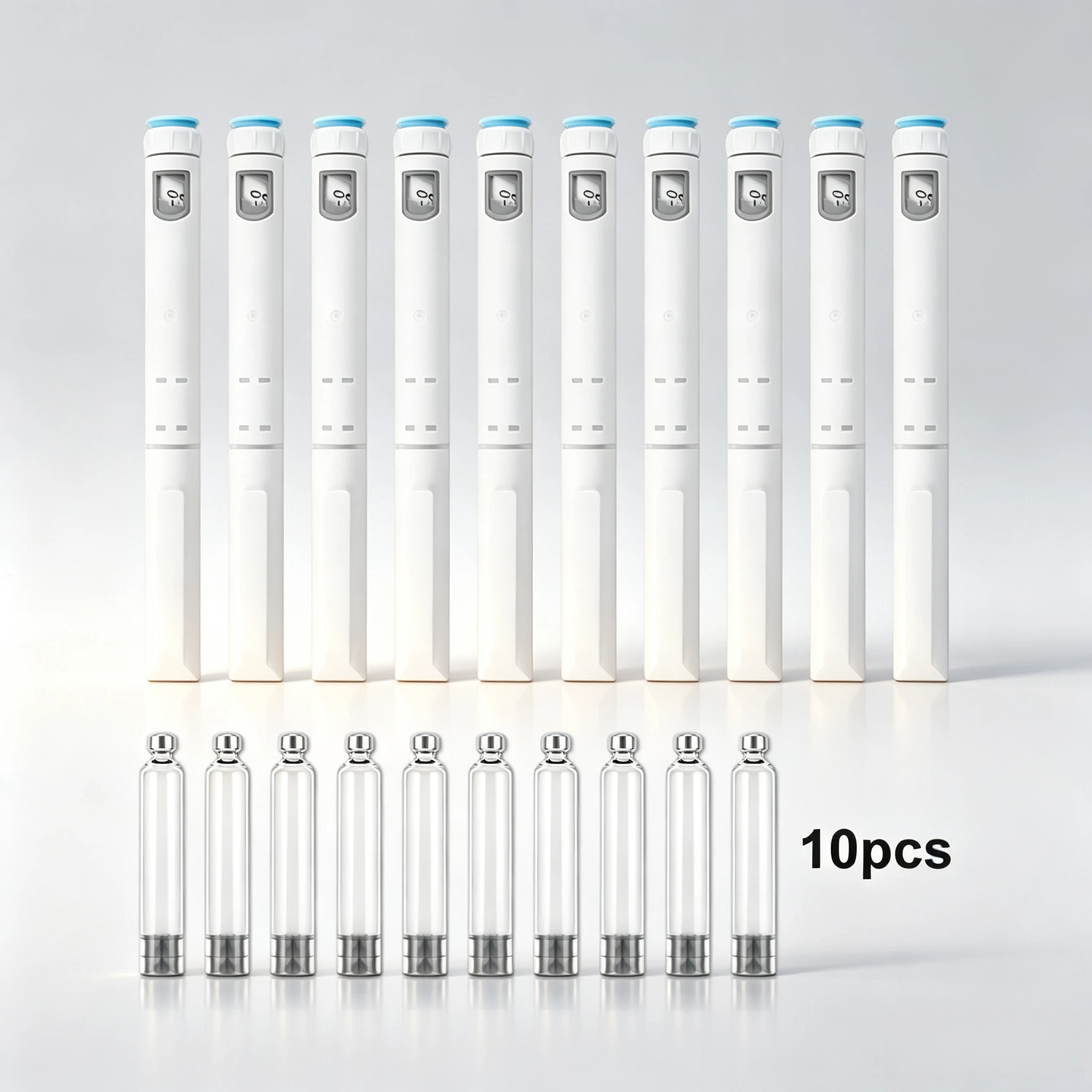 5/10pc Disposable Insulin Injection Pen Adjustable Dose Control Injector Dosage Peptide Pens with 3ml Empty Pen Cartridge Bottle