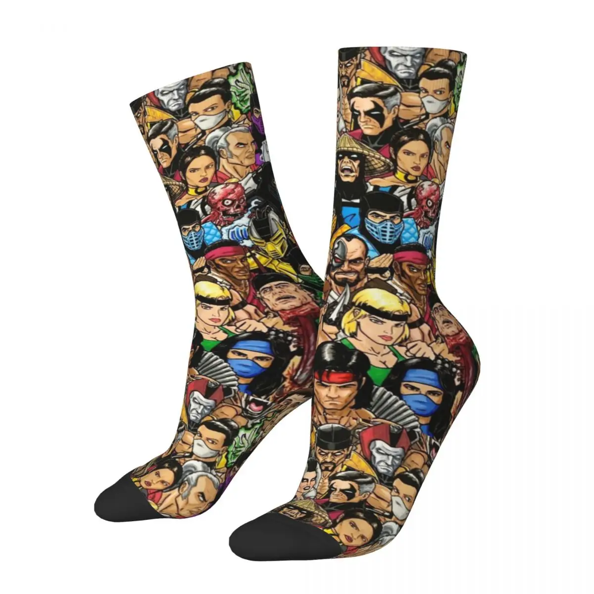 Autumn Winter Crazy Design Unisex Mortal Kombat Retro Fighting Arcade Game Socks Sub Zero Scorpion Mk11 Non-slip Football Socks