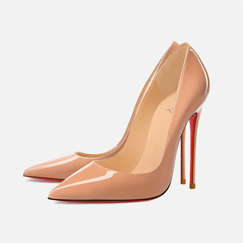 Nero nudo rosso fondo scarpe moda brillante décolleté con tacco alto per le donne in vera pelle abito da festa di nozze tacchi a spillo autunno