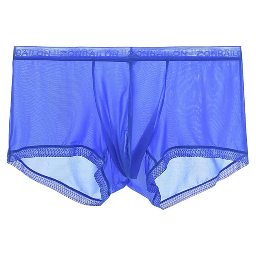 Zonbailon Men's Ice Silk Cool Boxers Briefs Trunks Sexy See-Through Underwear