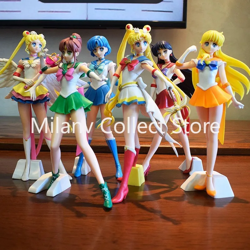 Sailor Moon Anime Figure Kawaii 22cm Sailor Saturn Mars Mercury Jupiter Venus Action Figurine Collectible Kids Toys Model Gifts view 2