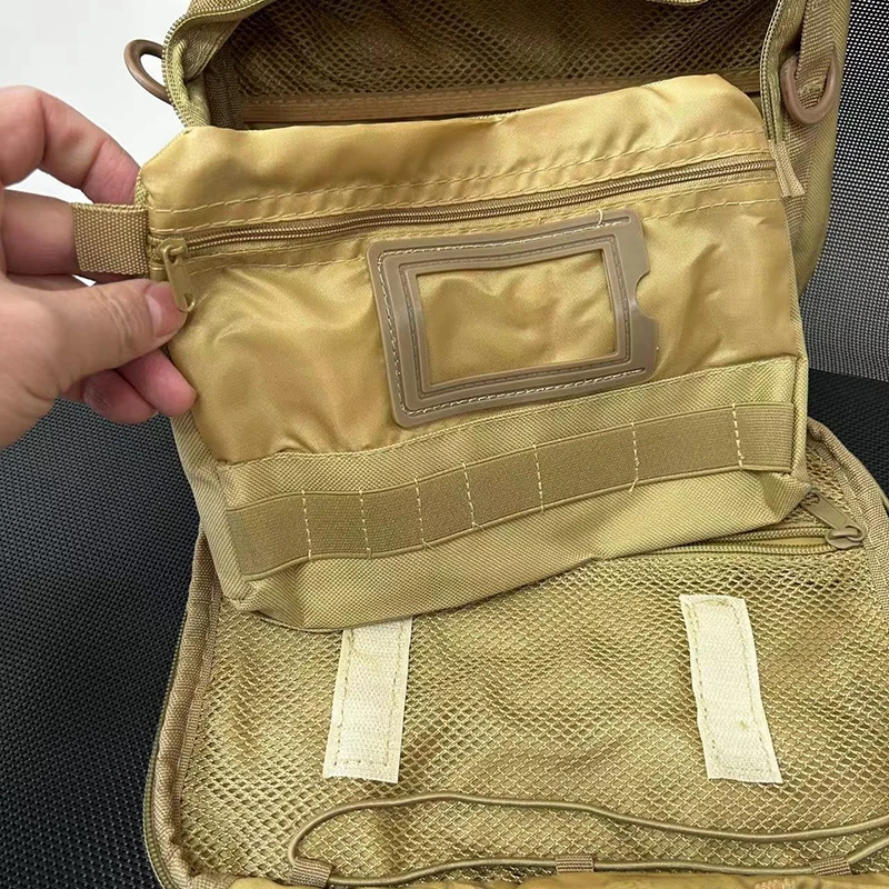Tragbare Herren-Toilettentasche aus Oxford-Gewebe, Khaki, Reise-Organizer mit mehreren Taschen, hängende Waschtasche für Outdoor-Aktivitäten, Angeln und Kurzreisen – Detail 8