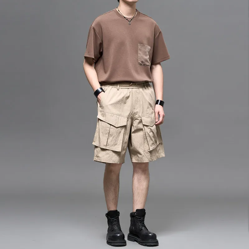 High Quality Designer Cut Summer Boys National Fashion Shorts Japanese Trendy Tooling Multi-Pocket Fifth Pants