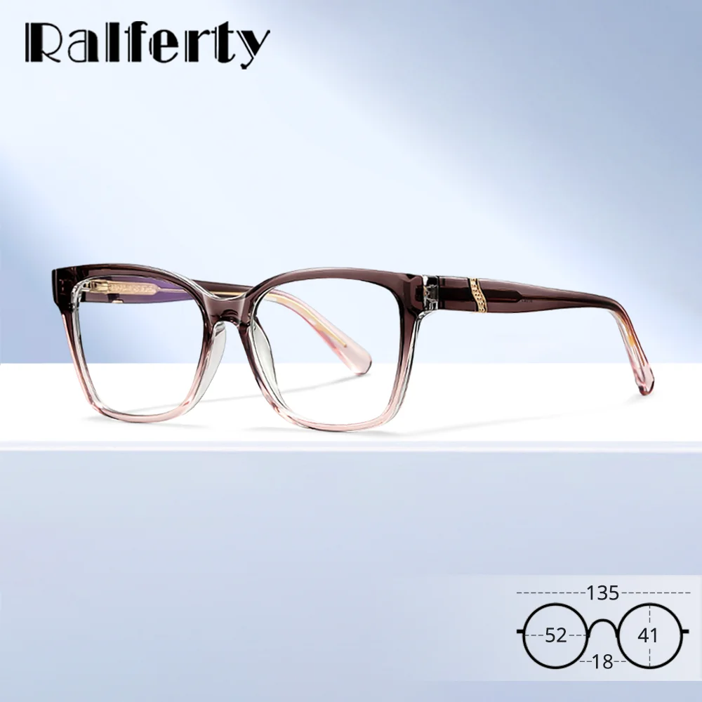 Ralferty Eckige Brillengestelle für Damen Markendesigner Anti-Blaulicht-Brille Damen-Brillen Myopie Optisches Gestell 52mm Gläser 2026