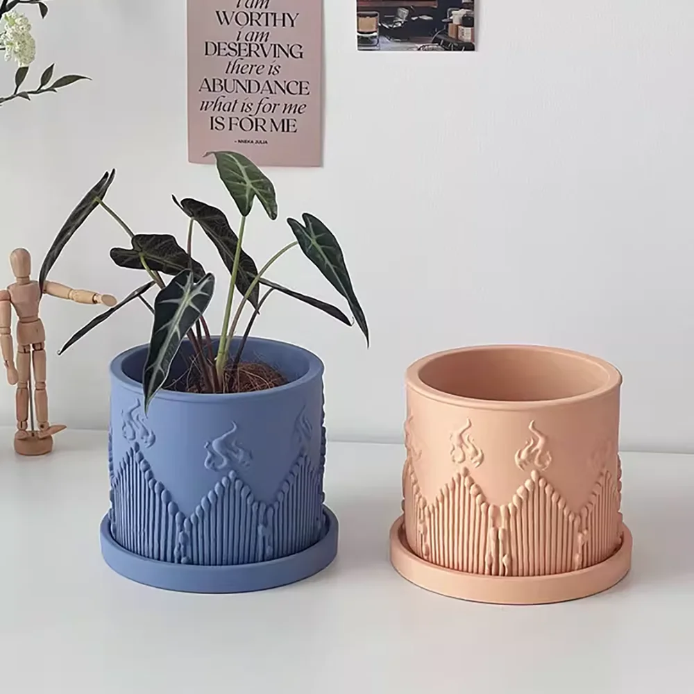 

Creative 3D Relief Flames Design Planter Silicone Mold for DIY Cement Succulent Flower Pot, Indoor Garden Decor