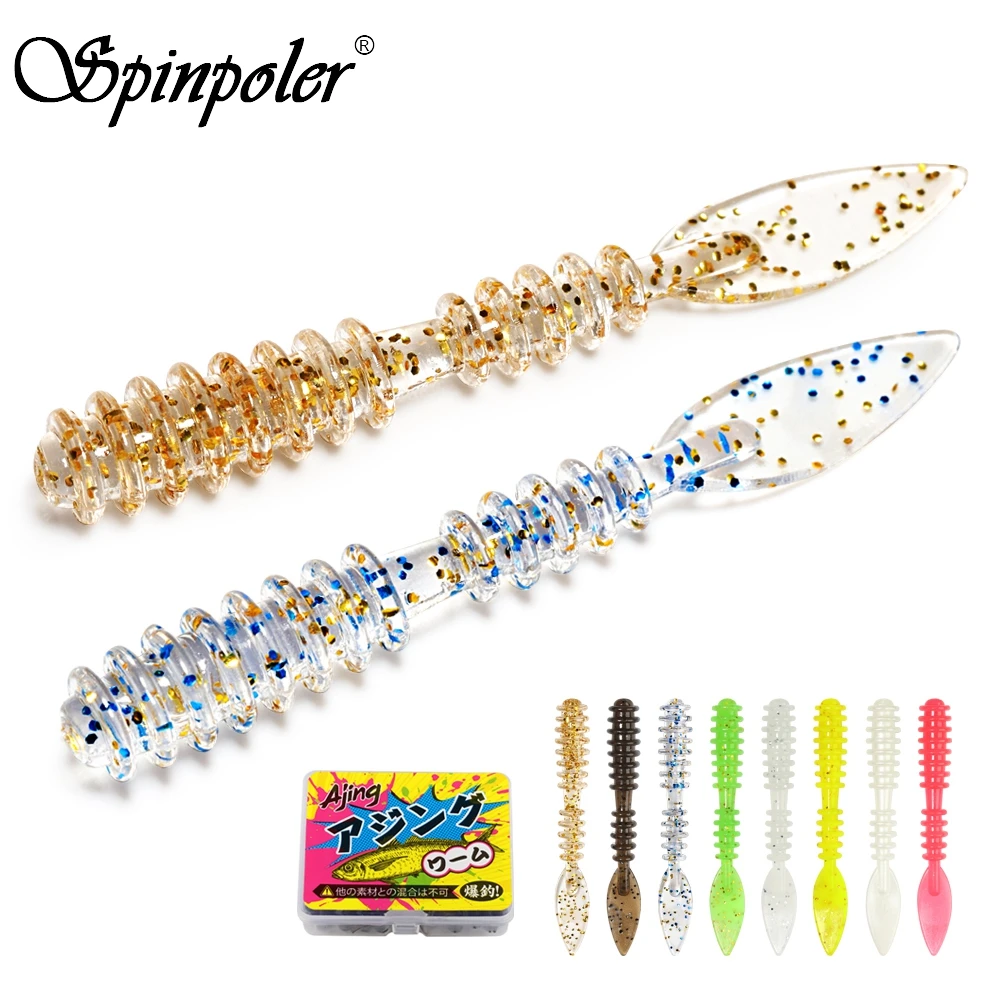 Спинполер Ajing Worm Rock Fish Мягкие червячные приманки Наживка для зимней рыбалки Мягкая TPR Плавающая светящаяся приманка для рыбалки на скалороде 47 мм 20 шт./кор.