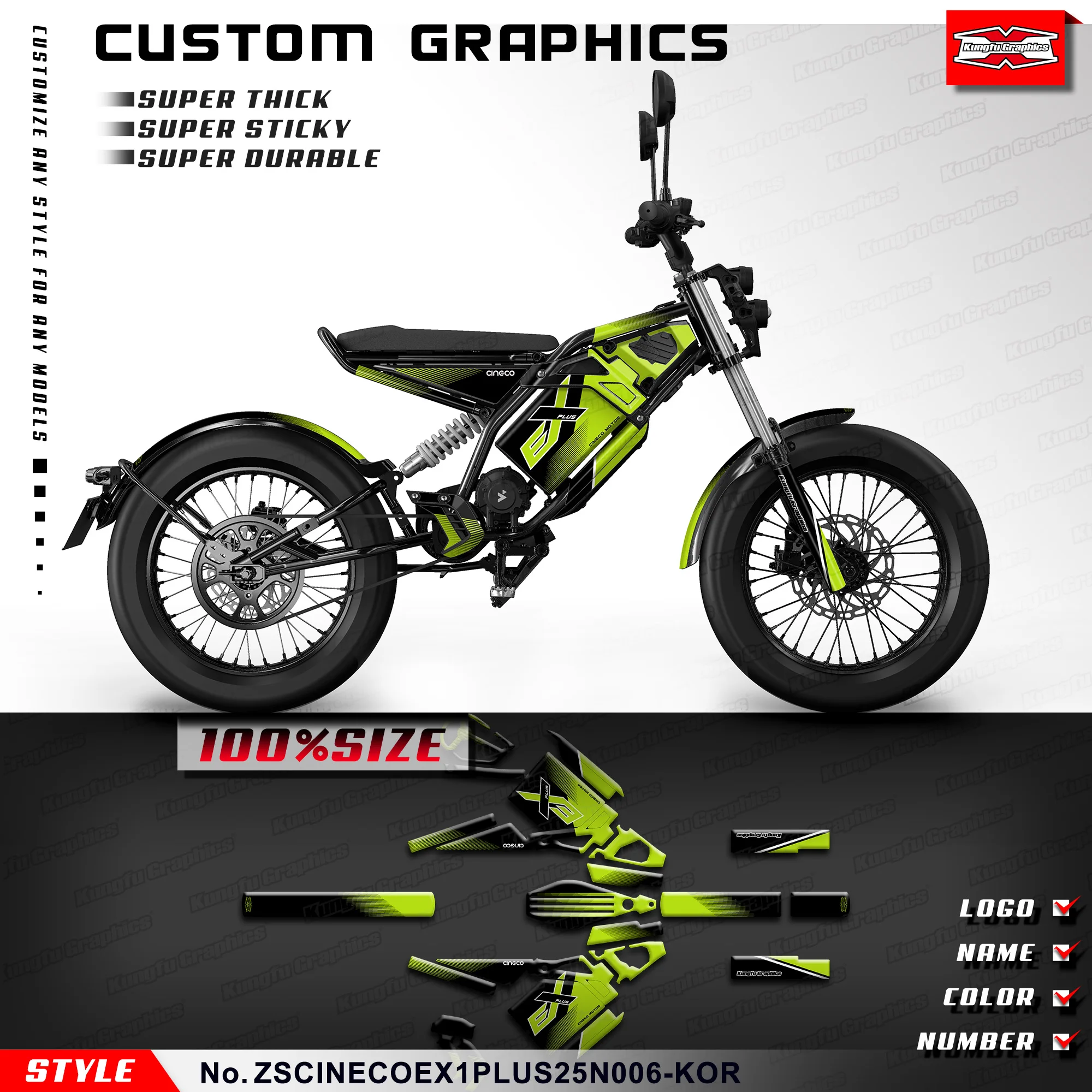 

KUNGFU GRAPHICS Graphics Decal Kit Wrap Sticker for CINECO EX1-PLUS Adhesive Vinyl, Decoration