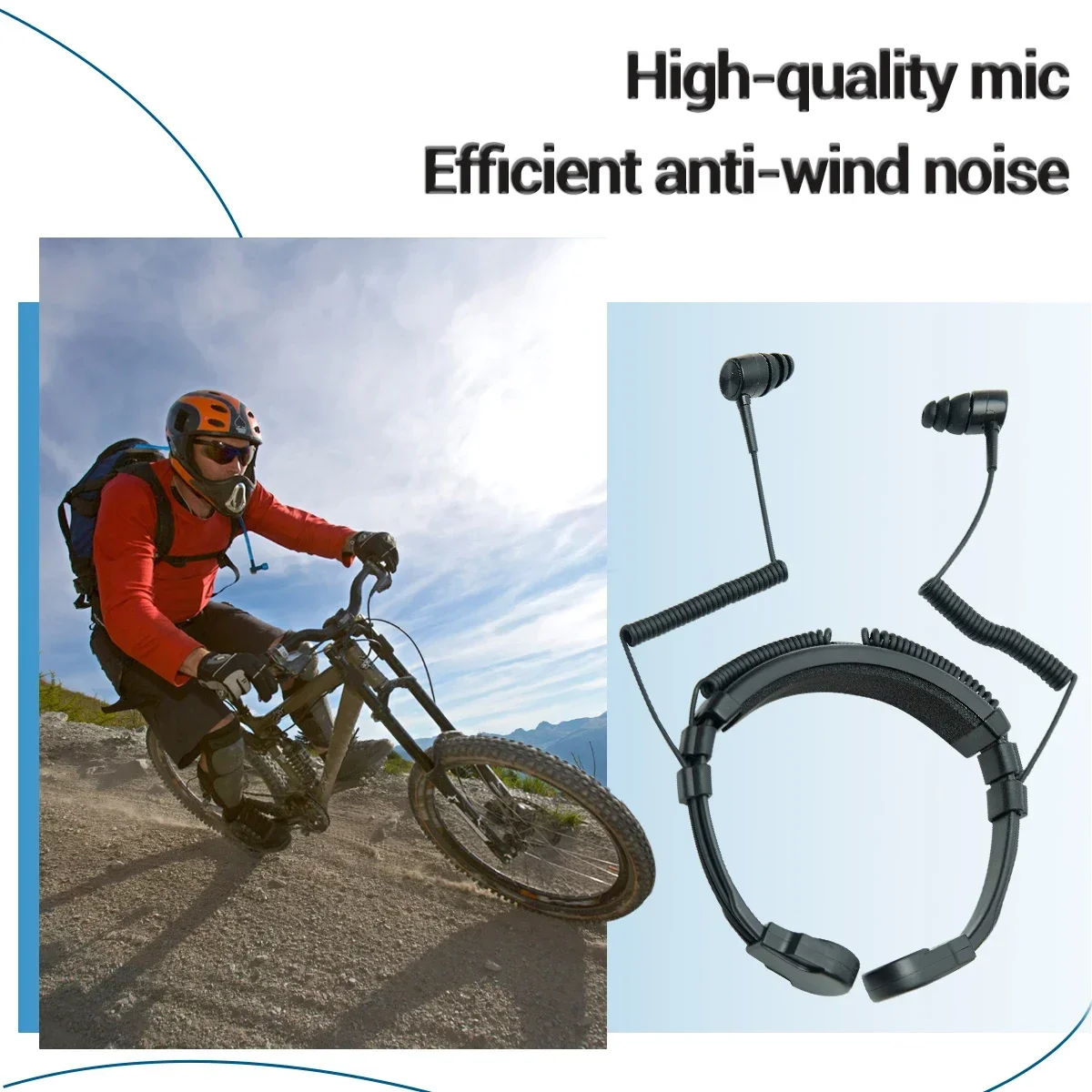 Baofeng 2Pin PTT  Adjustable Throat Mic Walkie-Talkie Headset Finger For Kenwood Baofeng UV 5R UV 82 AR-152 Two-way Radio view 2