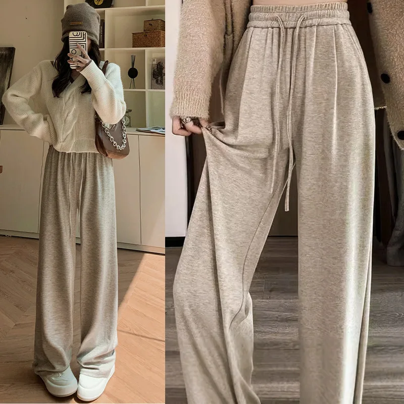 ワイドレッグパンツ 高品質 レディース 冬用 ダブルデッキ ウール フルレングス ホームウェア フロッキング 機能性 暖かさ リブ編み ソフトシェル OL