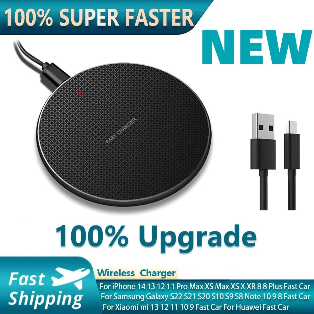 10W Round Wireless Charger USB C Fast Charging Pad Quick Charge QC For iPhone 15 14 13 12 11 XS XR X Huawei Samsung S22 S21 S20