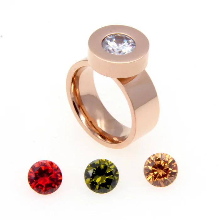 Fashion Women Austrian Crystal Rings Color Gold Stainless Steel 4 Colors Zirconia Stones Change Finger B Rings Jewelry