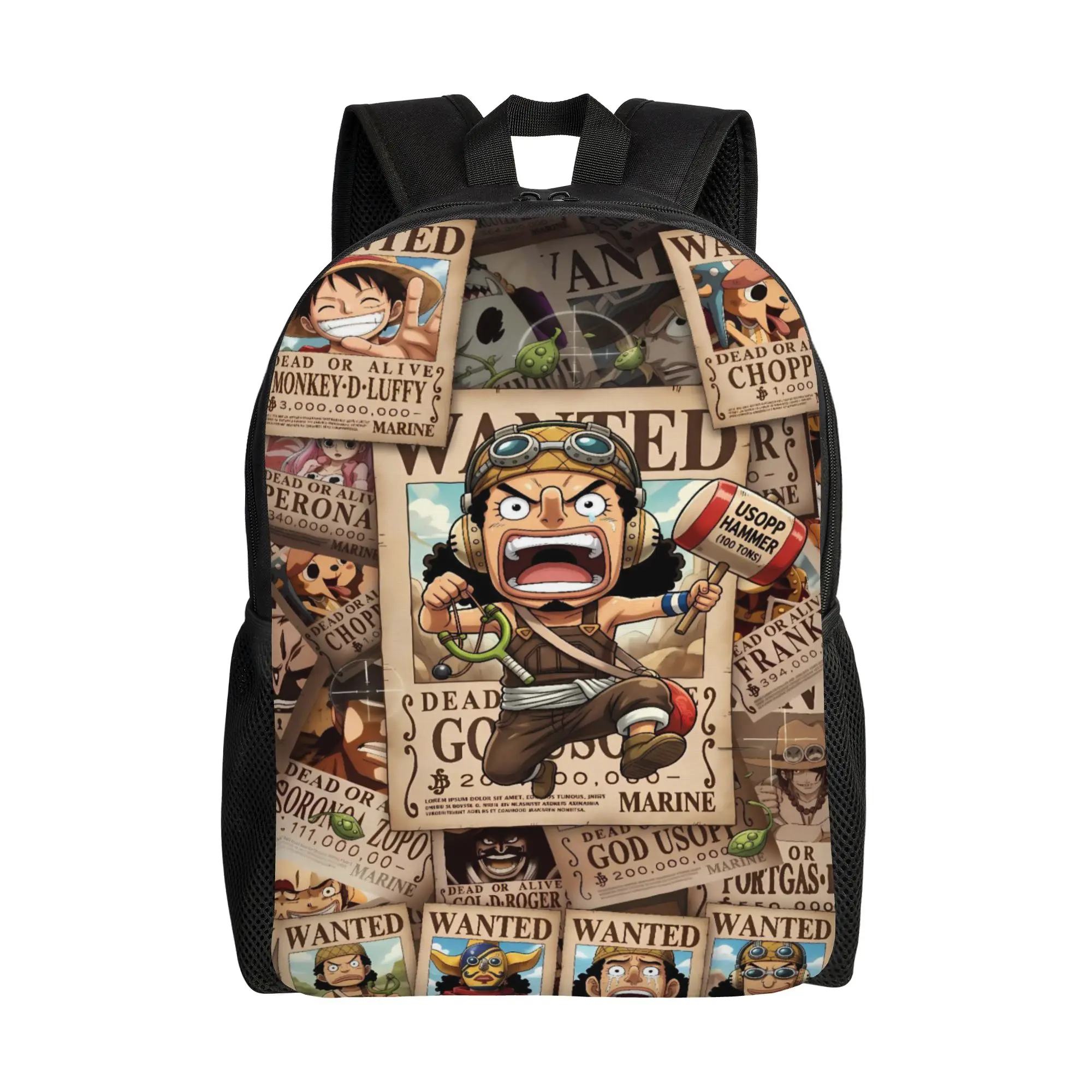 Luffy Town Scene Cartoon Backpack Ones Pieces Outdoor Backpacks Women Custom Large School Bags Fun Rucksack