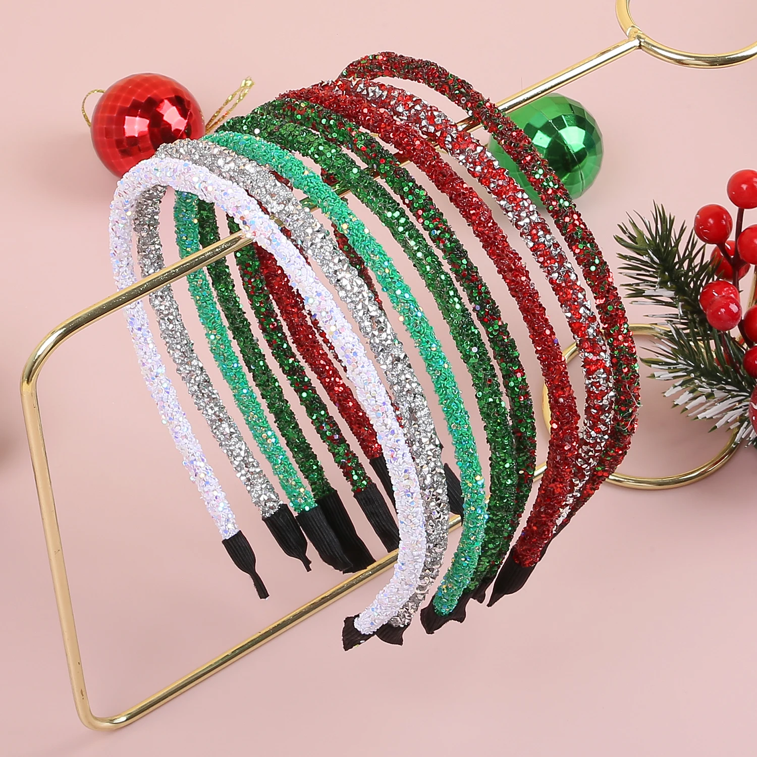 

8Pcs/Set Cute Christmas Headbands Christmas Hair Hoop Glitter Hairband Funny Christmas Party Holiday Headband Hair Accessories