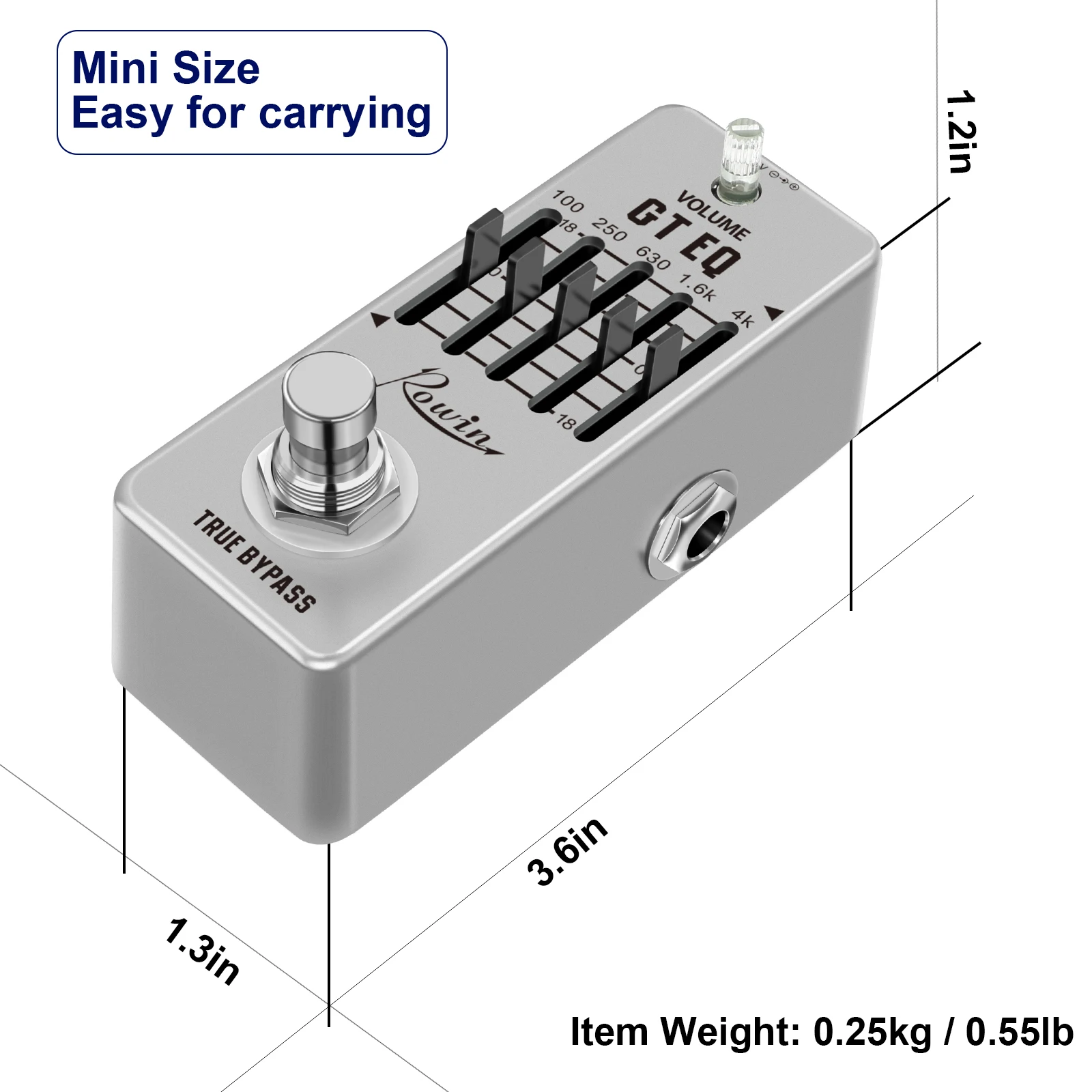 Rowin Equalizer GT EQ 5-Band Guitar Effect Pedal Equalizer Effectors Mini Size True Bypass Pedal Electric Guitar Accessories