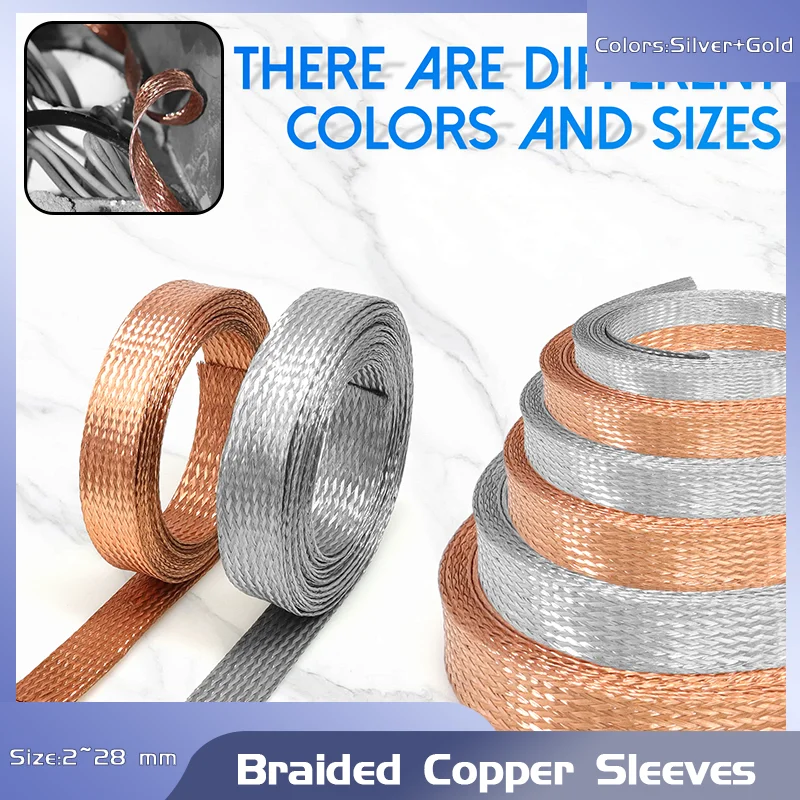 2-28mm High-Performance Expandable Braided Sleeve 1-20m,Tinned Copper Shielded Sheath for Durability & EMI Protection Cable