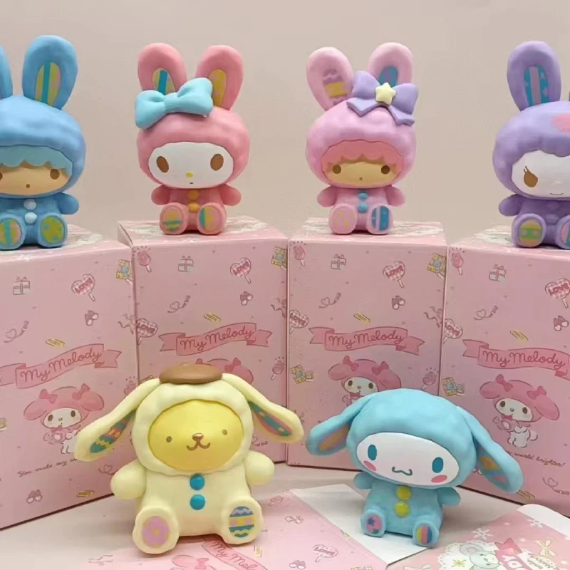 

Sanrio Cute Rabbit Hooded Action Figures, My Melody Cinnamoroll Desktop Ornament For Girls Birthday Gift