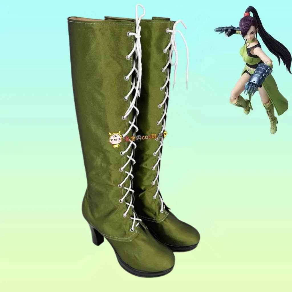 

Dragon Quest 11 Jade Cosplay Costume Shoes Anime Green Handmade Faux Leather Boots