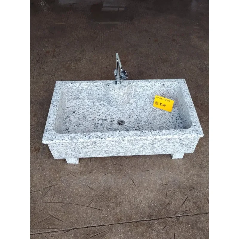 Outdoor natural marble pool basin integrated stone wash basin