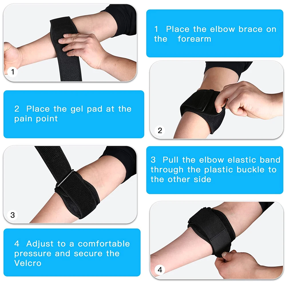 Tennis Elbow Brace for Forearm Tension Relief, Elbow Support Arm Straps Compression Pad, Pressure Bands for Tendonitis Strains